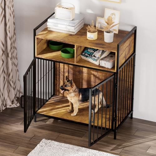 aboxoo 32/40 Inches Furniture Style Dog Crate for Medium Small Dog,Indoor Dog Kennels with Drawers Storage(Rustic Brown) - Image 3