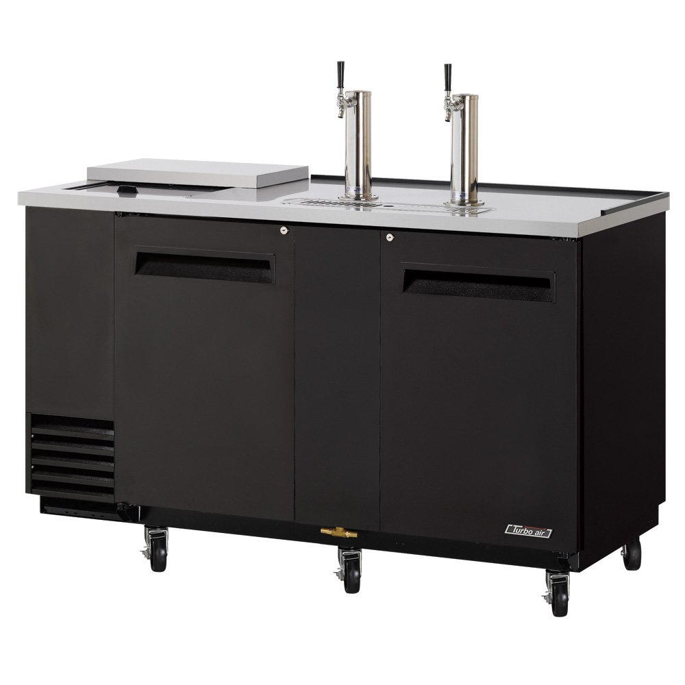 Club Top Dispensador de Cerveza, 69.3 in L, (2) Puertas batientes, encimera de acero inoxidable y negro laminado exterior, de acero inoxidable paredes interiores & piso, acero galvanizado interior