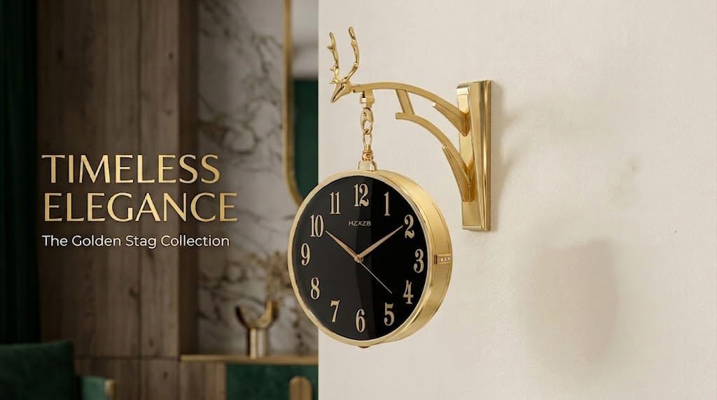 Retro Double-Sided Wall Clock - Elegant Home Decor -7