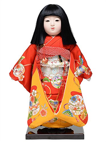 Amazon | 【座り市松】【市松人形】12号市松人形：正絹京染手縫