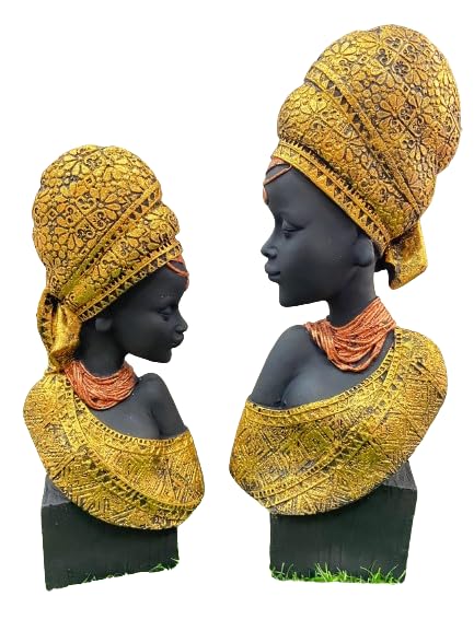 GOYAL GIFT Home & Décor Tribal Lady Statue, Handcrafted and Hand-Painted. Unique and Rare, for Shelves, TV Panel, or Office Desk. Ideal Home Decor | Set of 2.