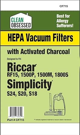 Odor Neutralizing HEPA Filter For Simplicity S24, S20, S18 & Riccar RF15, 1500P Vacuums