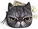 Grumpy Cat Face Mini Coin Wallet | Angry Kitty Head Zipper Closure Purse