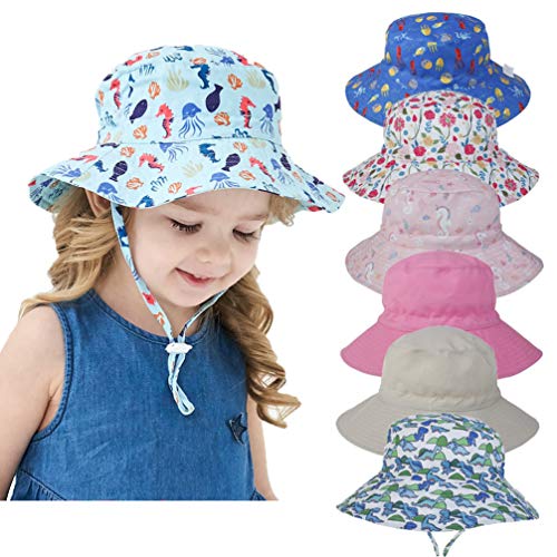 KESYOO Chapéu infantil de pesca com caranguejo com cordão de vento, chapéu de praia respirável para