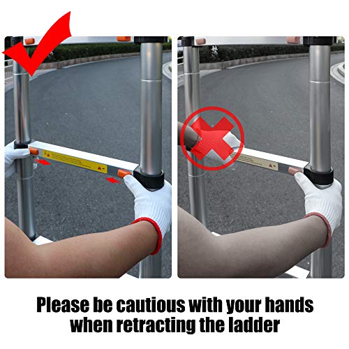 BEETRO 12.5ft Aluminum Telescoping Ladder, Extension Folding Ladder, Multipurpose Ladder for Roofing Business, Outdoor Working, Household Use and More, 330 LB Capacity