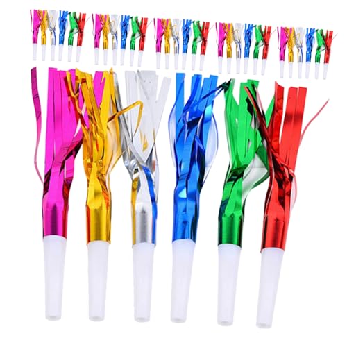 Toyvian 60 Piezas Silbato de la fiesta infantil sopladores de fiesta matracas Maker de ruido Silbato colorido Hands Party Blowers Whistle el plastico