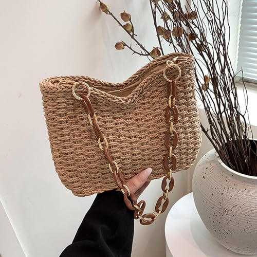 Sac tressé à la main en paille véritable style rétro chic CORIOS - 3