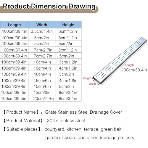 Kit de drainage de tranchée durable en acier inoxydable de haute qualité