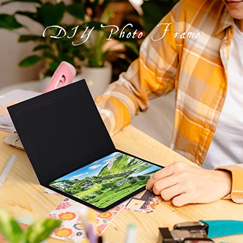 Image of Fainne 150 Pcs Photo Folders for 4x6 or 5x7 Pictures Photo Frame Note Cards Paper Greetings Cardboard Inserts Cards Picture Insert Notecard for Portraits(Black, Gold Lining)