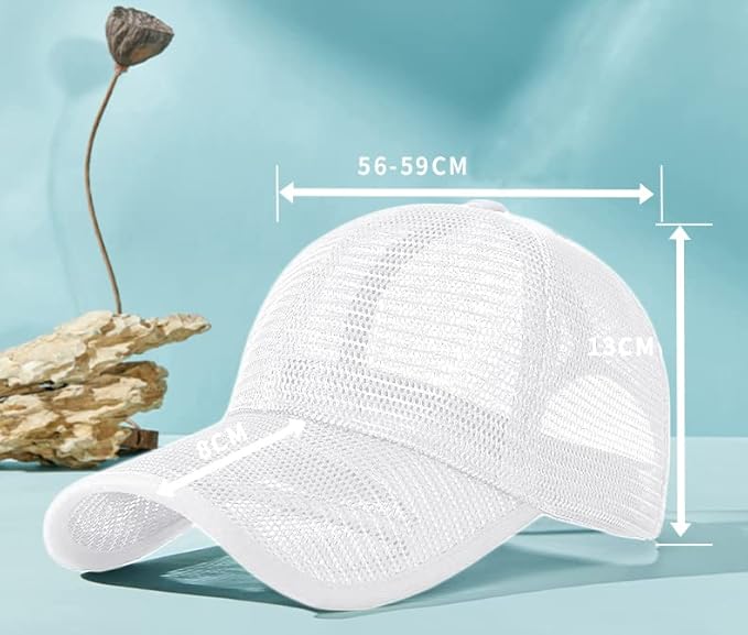 YAMEE Mens Adjustable Summer Mesh Cap,Women Cap With Breathable Lightweight Peak,Unisex Sun Protection Baseball Hat,Casual Sports Hats For, Black