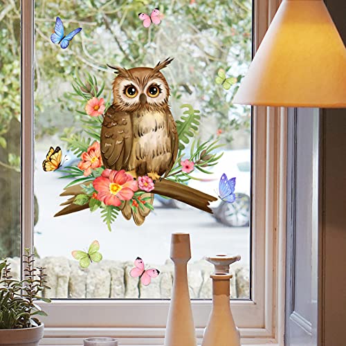 Vinilo decorativo búho adorable en rama para pared miniatura 6