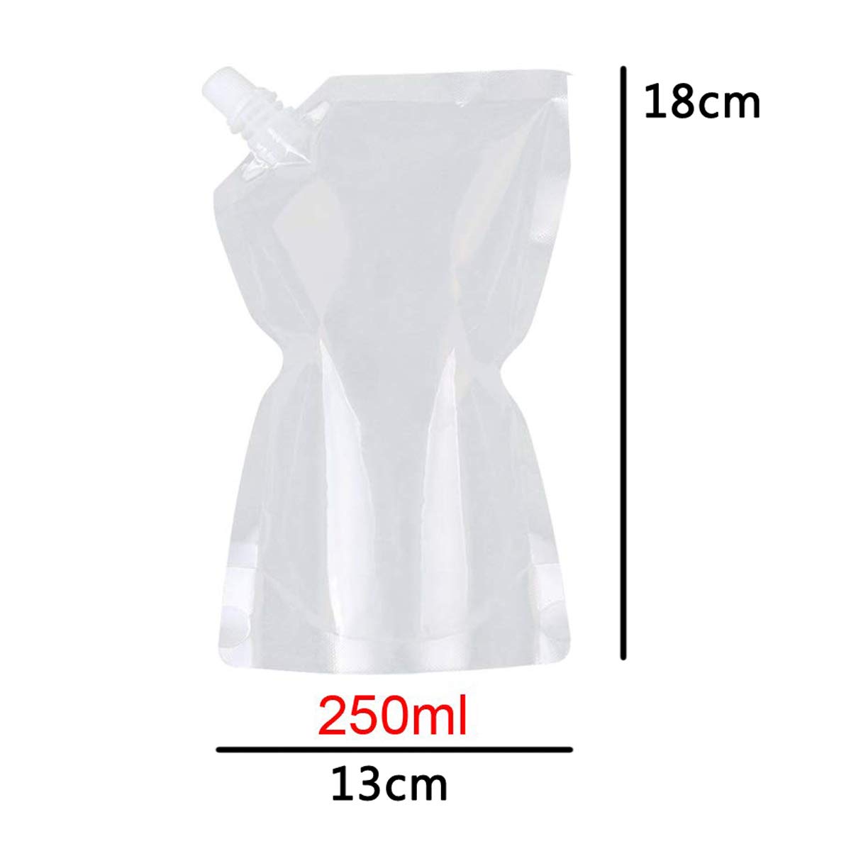 Juego de Bolsas de Agua de Plástico Transparente 250 ml con Embudo para Vino Camping