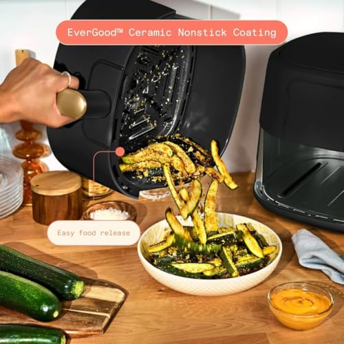Wonderful 6 Quart Digital Air Fryer, Large Touch Screen Air Fryer with Programmable Time & Temperature Control, 4-in-1 Roast Reheat Dehydrate, Nonstick Design (Black Sesame) - Image 2