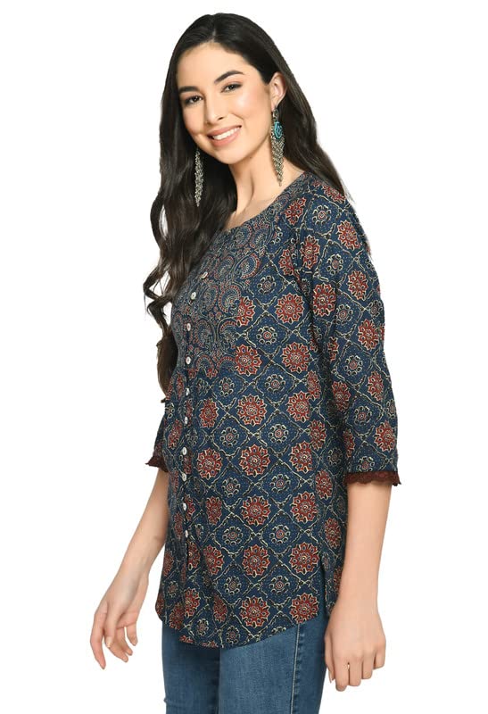 Meesan Women's Beautiful Straight Cotton Short Kurti, Casual Wear Tunic, Office Wear offers donot miss