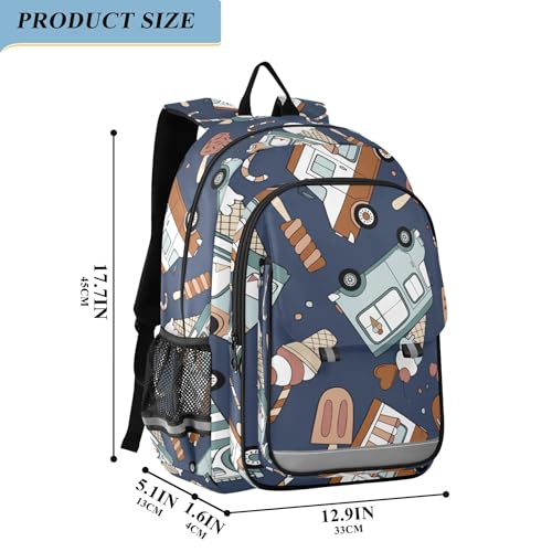 Fisyme Car Ice Cream Trucks School Backpack Laptop Backpacks Bags Bookbag Travel Casual Computer Notebooks Daypacks2