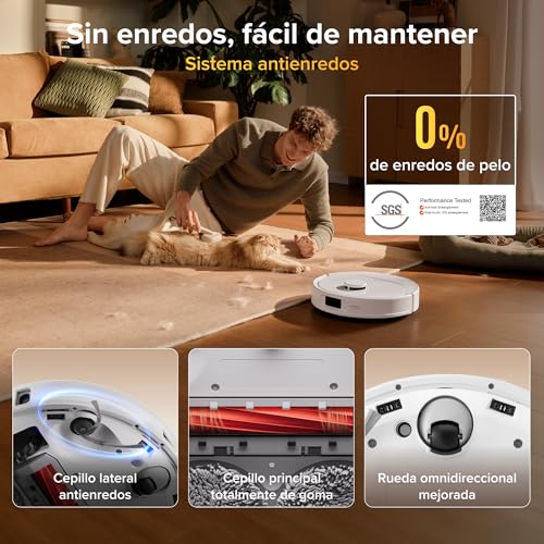 roborock Qrevo S Pro Saugroboter mit Wischfunktion, verbessert von QV 35A, 18.500 Pa, 75 °C Heißwasser-Moppreinigung, Anti-Tangle System, Reactive Tech Hindernisvermeidung, All-in-One Dock (Weiß)