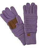 C.C Unisex Cable Knit Winter Warm Anti-Slip Touchscreen Texting Gloves, Violet