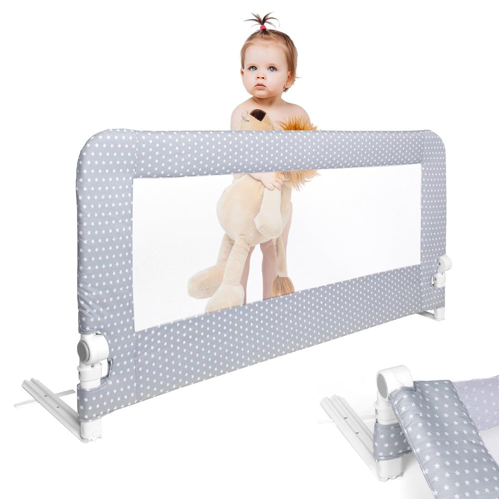 Interbaby Barrera Seguridad Niños Cama Abatible 150 cm | Barrera Cama Niños Entre 18 Meses y 5 Años | Barandilla Cama Niño de Fácil Instalación, Segura, Compatible con Camas Nido | Estrella