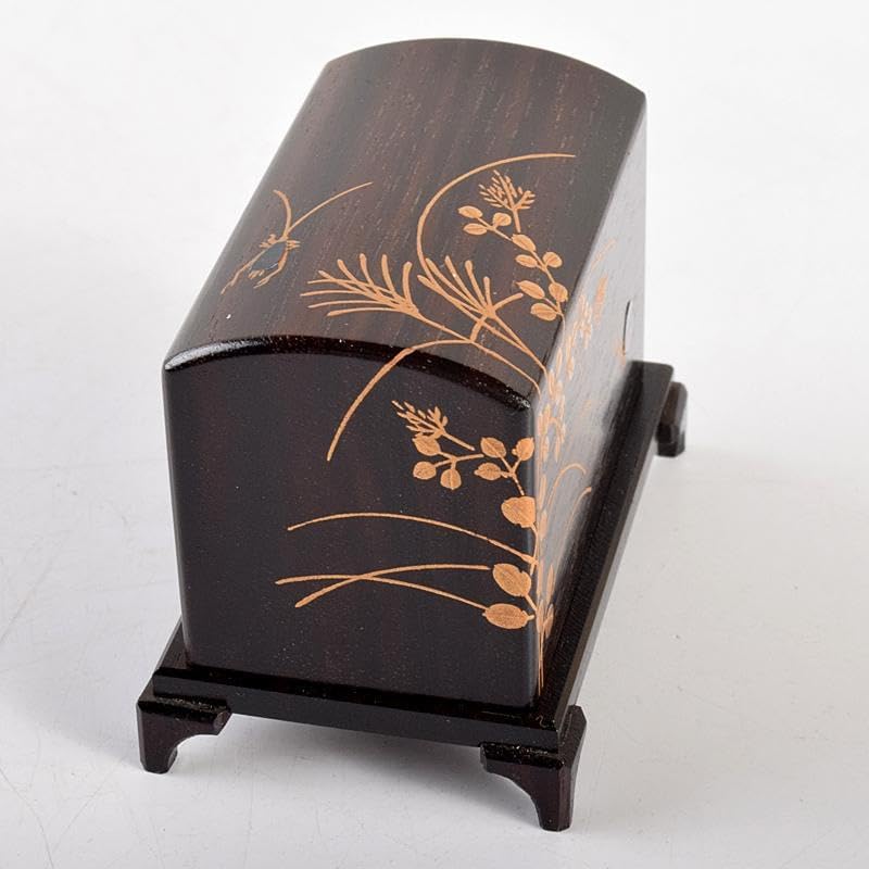 茶道具 道場宗廣作 虫に秋草 黒檀虫篭蒔絵 香合 共箱 M R5049s 秋のお