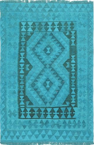Tapis d'Orient Kilim Afghan en laine chromatique 100x146 au tissage à la main traditionnel