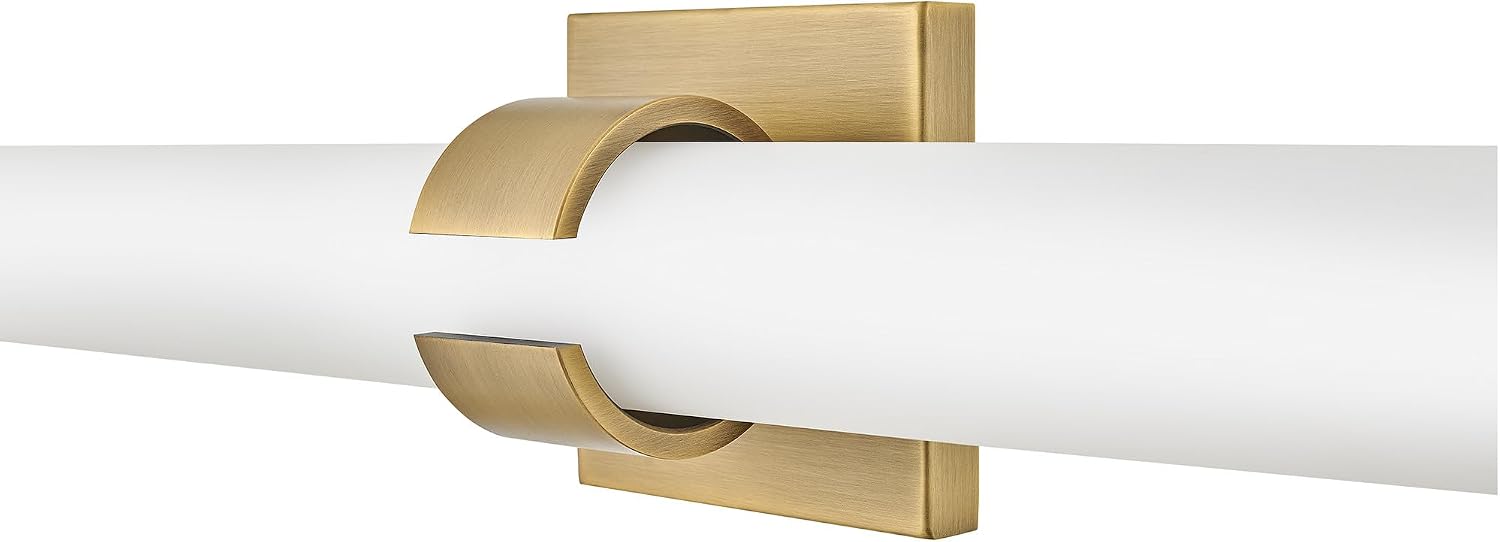 Hinkley Aiden 22.75" Integrated LED Bath Vanity Bar, Modern Baton Style, Etched White Glass, Mount Vertically or Horizontally, Lacquered Brass Finish