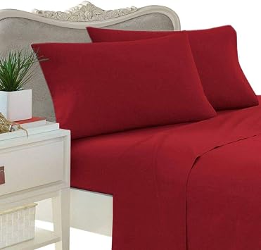 Luxurious 300 Thread Count Egyptian 300TC Cotton Sheet Set, California King, Burgundy Solid 300 TC