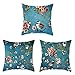 Lieson Fodere Decorative Cuscini, Federe Cuscino 40x40 Fantasia 3 Pezzi Federa Copricuscino Blu Scuro Farfalla Dell'Uccello del Fiore della Prugna, Poliestere