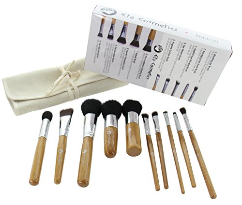 ETA Ultra Natural Goat Hair Premium Makeup Brush Set (10 Pcs, Bamboo) in Gift Package
