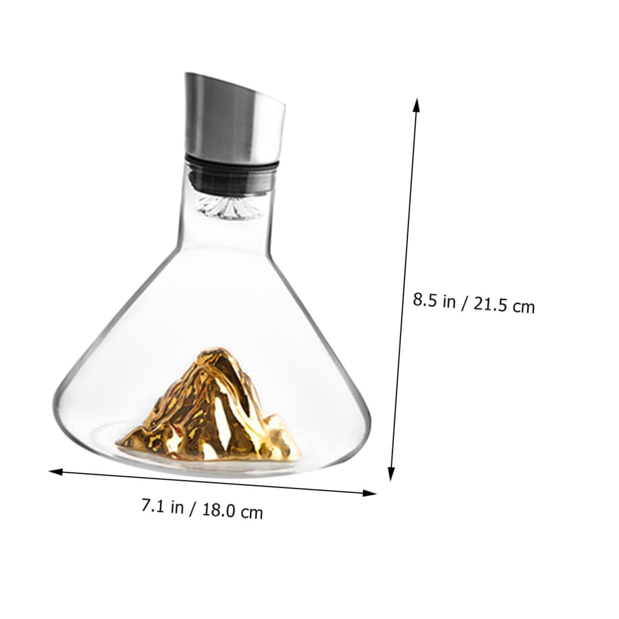 Decantador de Vino para Decantar Rápido de 1500ml Dorado en Cristal Diseño Elegante y Sencillo y Decorar Bodega de Vino en Casa