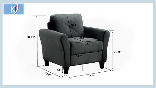 Miniatura 2 de Harper&Bright Designs - Juego de sofá tapizado de tela de lino para sala de estar (asiento individual, gris)