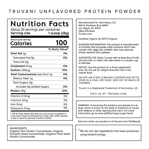 Truvani Vegan Pea Protein Powder | Unflavored thumb #2