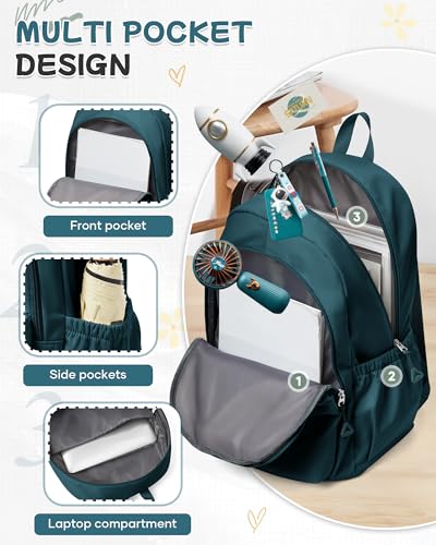 BJLFS Blue Backpack for School Women Girls, Waterproof Bookbag Cute High School Backpack for Men Teen Boys, Lightweight Travel College Backpacks Mochilas Escolares para Casual Daypack Rucksack - Thumbnail 4