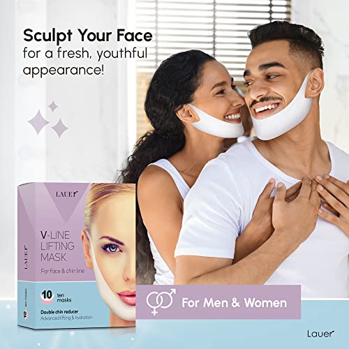 Lauer Cosmetic 10 Masks V Shaped Slimming Face Mask Double Chin Reducer V Line Lifting Mask Neck Lift Tape Face Patch For Firming And Tightening Skin #TOP5