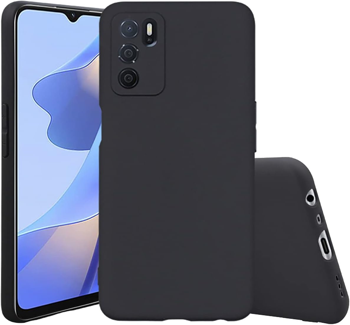 SEAHAI Cover per Oppo A54s / Oppo A16 / Oppo A16s, Custodia Protettiva Ultra Sottile ed Elegante in Silicone TPU Flessibile, Glitter Placcatura Phnom Penh Design Cover Antiurto Case, Nero