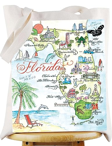 Image of WZMPA Florida State Tote Bag - Trip Souvenirs Gift, Vacation Shoulder Bag, Travel Merchandise