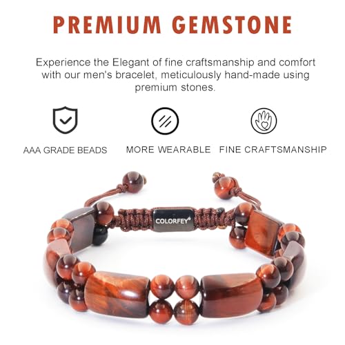 Pulsera para Hombre con Ojo de Tigre Rojo 8 in miniatura 7