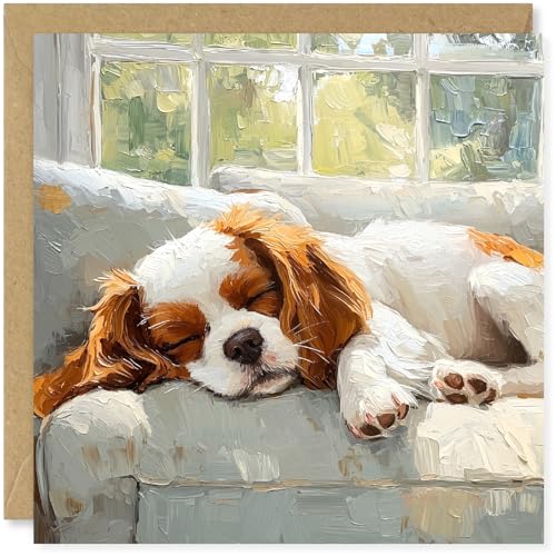 Beau Willows Cavalier King Charles Spaniel Birthday Card from the Dog - Adorable Sleeping Dog Card for Dog Mum, Dad, Wife, Husband, Girlfriend, Boyfriend