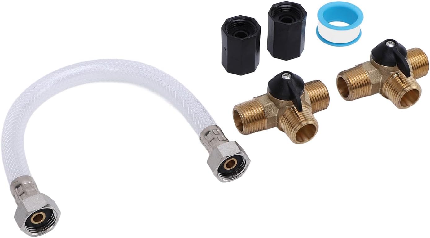 RV Water Heater Bypass Kit, Featuring Robust Brass Valves, Male & Female Connectors, with Intuitive Handle for Easy Operation, Complete Winter Solution