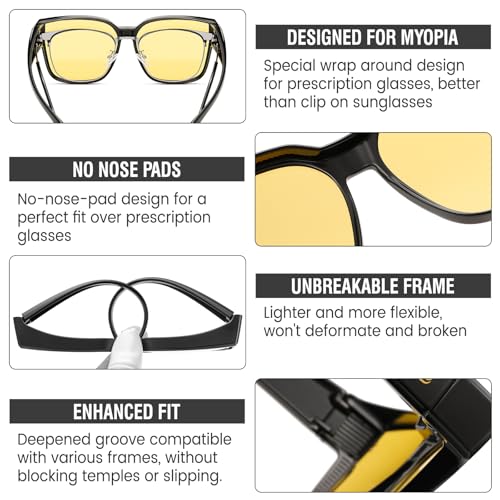 Image of DUCO Fit Over Sunglasses for Men Women Wear Over Glasses Retro Wrap Around Polarized Sun Glasses UV400 Protection DC8981