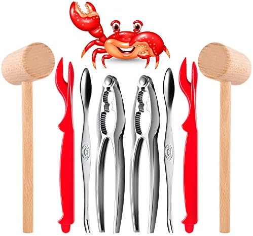 Crab Crackers and Tools - Crab Leg Crackers and Tools Including 2 Lobster Crab Crackers 2 Lobster Shell Forks 2 Seafood Forks 2 Lobster Crab Mallets