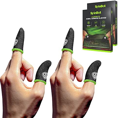 SpinBot Thumb & Finger Sleeve for Mobile Game (4 pieces), Pubg,Cod,Freefire -with Metal Carry Box-Pack of 2 Pair- Black