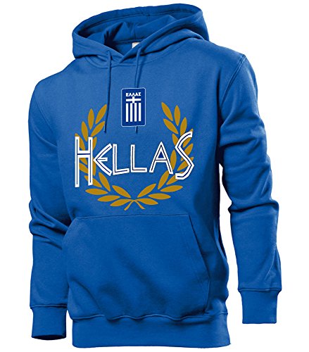 SRS-Textilservice Hellas Hooded Greece Sweatshirt Kapuzenpulli Griechenland (L, Royal Blau) Cover