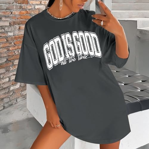 Image of Christian T Shirts for Women God is Good Shirt Oversized Jesus Religious Faith Inspirational Tshirts Bible Verse Tops