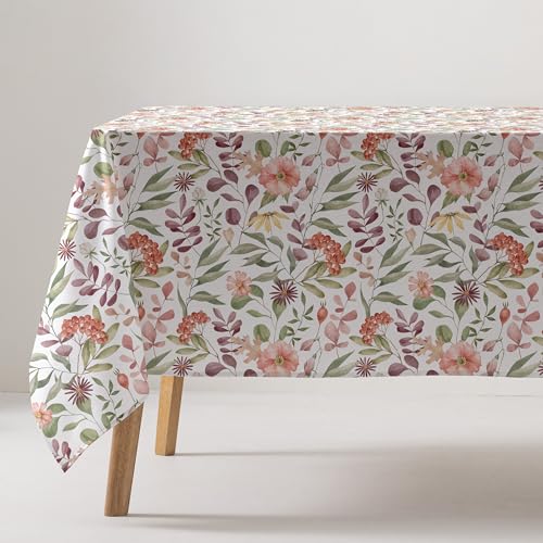 GAMUSI Mantel Antimanchas Mesa Rectangular Floral Tela algodón Lavable 140x200, Color Agua