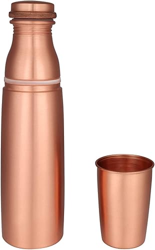 Miniatura 2 de Travellers - Botella de agua de cobre 100% puro con vidrio para beneficios ayurvédicos, botellas de agua de diseño, sin articulaciones