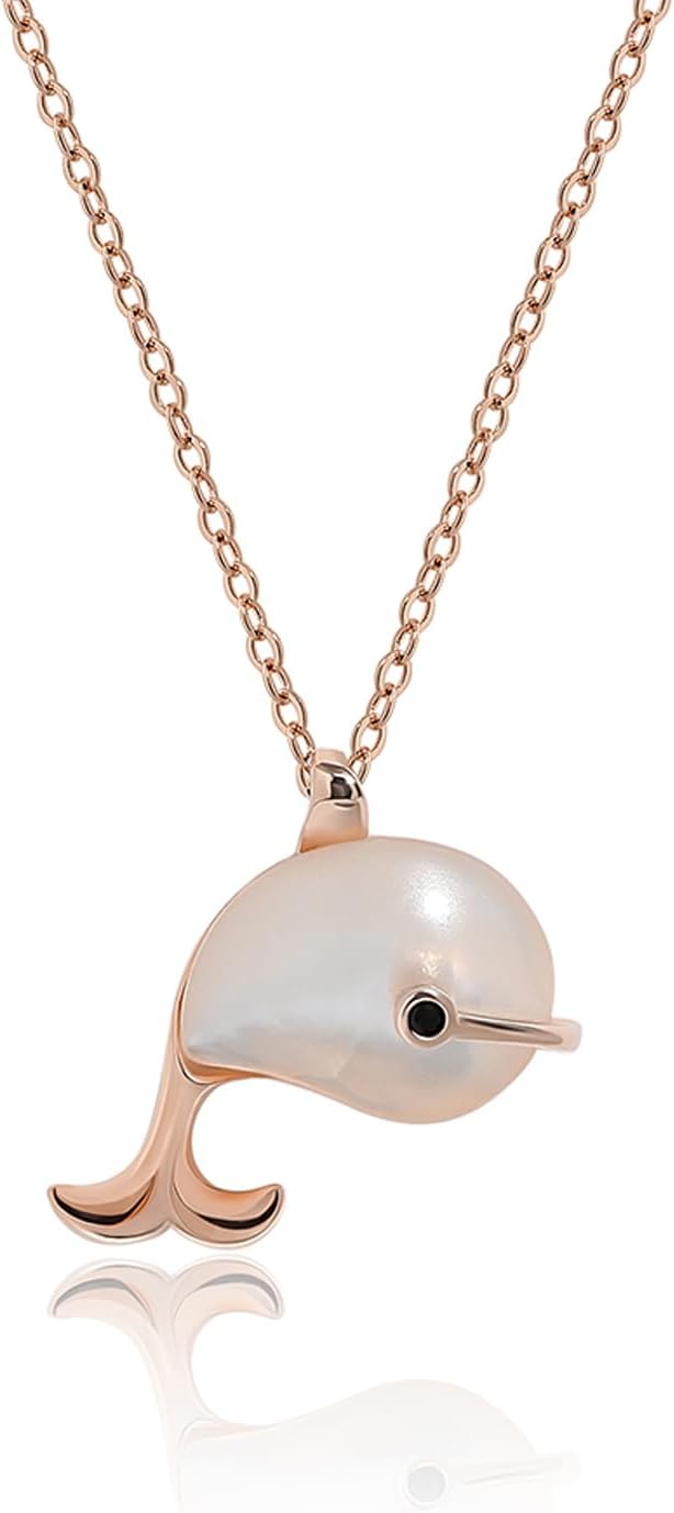 Meissa Whale Necklace for Women and Girls Cute Animal Pendant Necklace Rose Gold Pleated Necklace Friendship Necklace