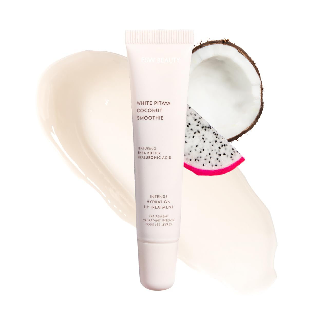 White Pitaya Coconut Lip Treatment - Clear & Glossy with Shea Butter, Hyaluronic Acid, White Pitaya & Coconut for Intense Moisture & Dryness Prevention
