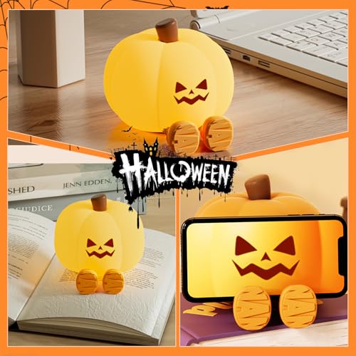 Vuiaiueia K-1165 1Pcs Children'S Night Light Halloween, Decorative Light, 3 Mode Pumpkin Night Light, Rechargeable Led Touch Food Grade Silicone, Nursery Baby Room thumb #6