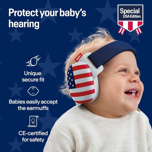 Image of Alpine Muffy Baby Comfort, America250 Special Edition, Protects Hearing for Babies & Toddlers, CE & ANSI Certified, Safe fit & Comfort, Multi-adjustable from 3 months up to 5 yrs, 24dB, Fourth of July