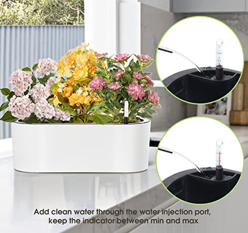 Sarosora 16" Oval Self Watering Planter With Water Level Indicators For Plants & Flower Home Garden Outdoor Indoor Succulent | Herb Pots | Window Box (1, Oval, White) #TOP4